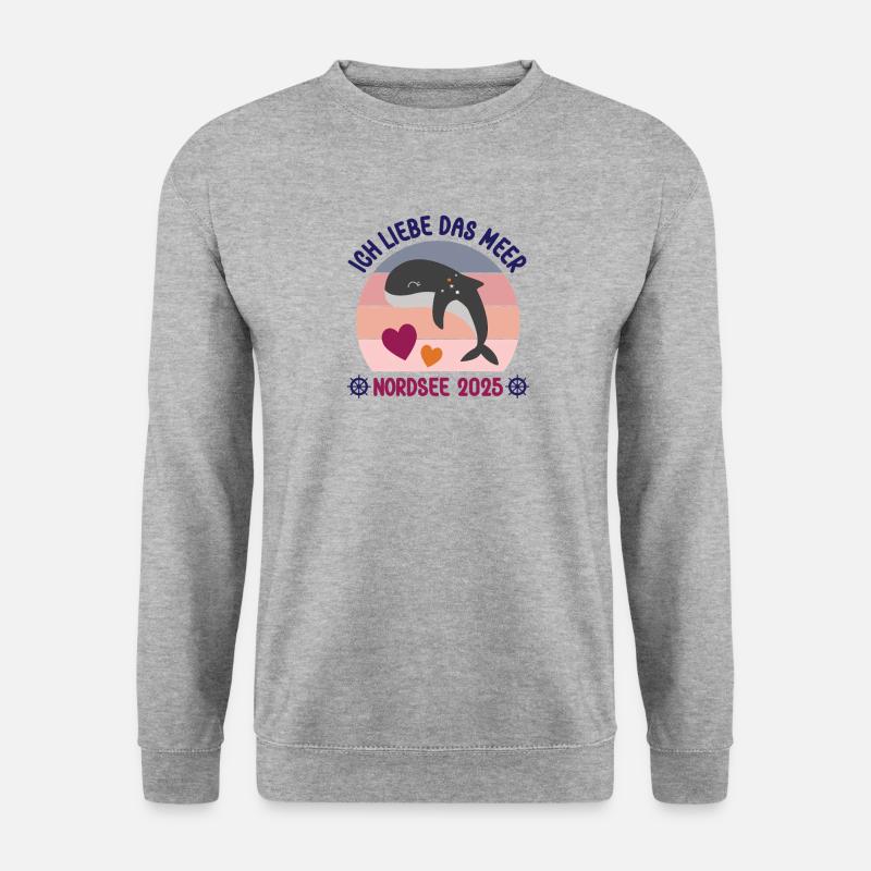 Ich Liebe Das Meer Urlaub An Der Nordsee 2025 - Unisex Pullover - Weißgrau meliert