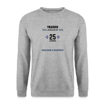 Trainer 25 Jahre Jubiläum 25. jähriges Jubilaeum - Unisex Pullover - Weißgrau meliert - Vorne - Alina (178cm) & Michal (187cm)