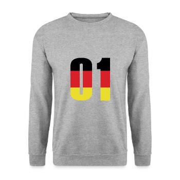 1 Number Germany Jersey - Unisex Sweatshirt - salt & pepper - Front - Alina (178cm) & Michal (187cm)