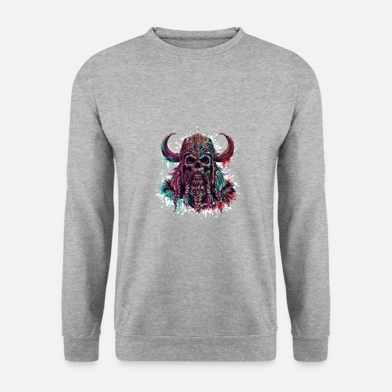 Wikinger Odin Skelett - Unisex Pullover - Weißgrau meliert