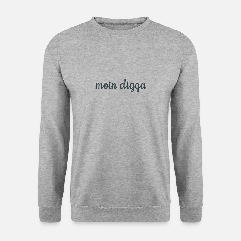 Moin Digga! - Unisex Pullover - Weißgrau meliert
