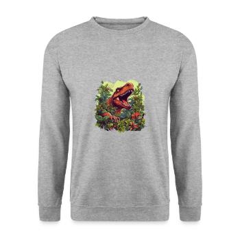 T-Rex Jungle Design - Unisex Sweatshirt - salt & pepper - Front - Alina (178cm) & Michal (187cm)