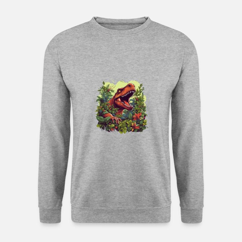 T-Rex Jungle Design - Unisex Pullover - Weißgrau meliert