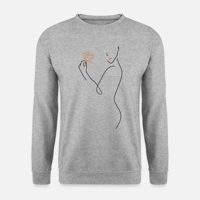 Elegante Zeichnung - Unisex Pullover - Weißgrau meliert
