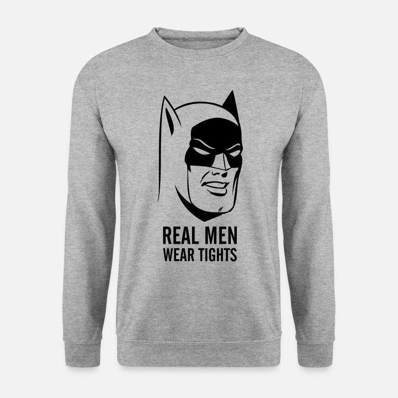 Batman Real Man Spruch - Unisex Pullover - Weißgrau meliert