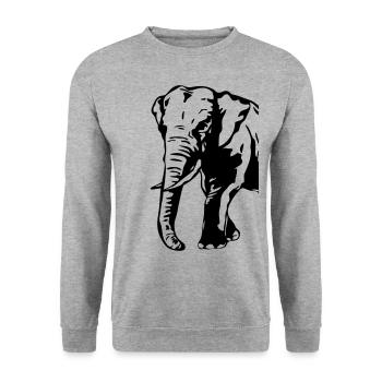 Elephant - Africa - Unisex Pullover - Weißgrau meliert - Vorne - Alina (178cm) & Michal (187cm)
