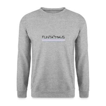 Flinta*Maus Logo trans flag - Unisex Pullover - Weißgrau meliert - Vorne - Alina (178cm) & Michal (187cm)