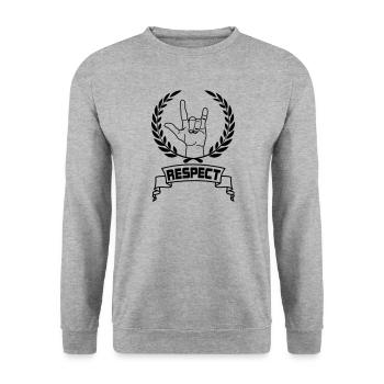 Hand gesture respect with text RESPECT - Unisex Sweatshirt - salt & pepper - Front - Alina (178cm) & Michal (187cm)