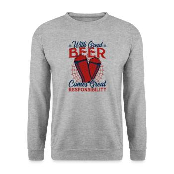 With great beer comes great responsibility - Unisex Pullover - Weißgrau meliert - Vorne - Alina (178cm) & Michal (187cm)