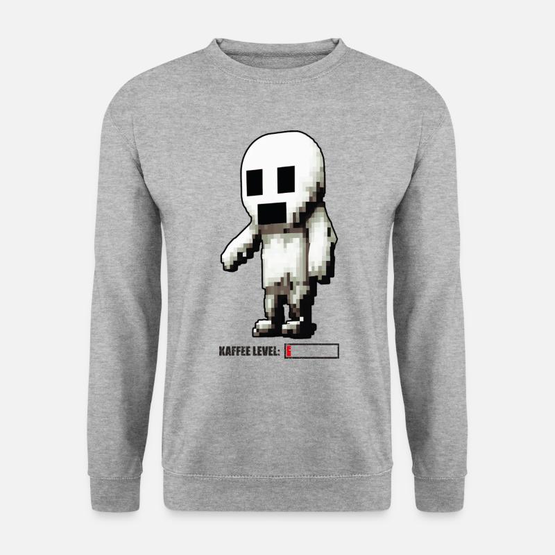 Kaffee Level Geist - dunkel - Unisex Pullover - Weißgrau meliert