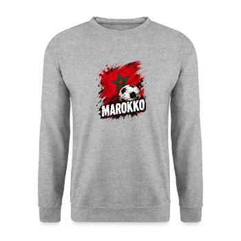 Marokko Fußball  - Unisex Pullover - Weißgrau meliert - Vorne - Alina (178cm) & Michal (187cm)