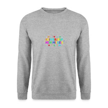 Kein Backup? Kein Mitleid! Retro Pixel Bunt - Unisex Pullover - Weißgrau meliert - Vorne - Alina (178cm) & Michal (187cm)
