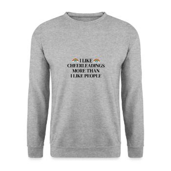 Ich mag Cheerleadings mehr als ich Menschen mag - Unisex Pullover - Weißgrau meliert - Vorne - Alina (178cm) & Michal (187cm)
