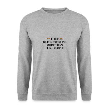 Ich mag Baton Twirling mehr als ich Menschen mag - Unisex Pullover - Weißgrau meliert - Vorne - Alina (178cm) & Michal (187cm)