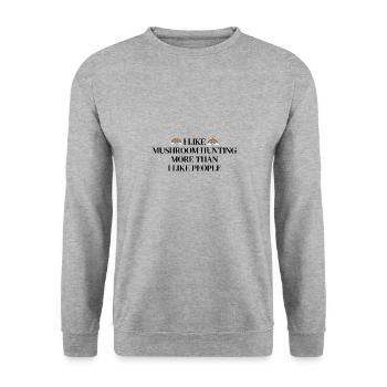 Ich mag die Pilzjagd mehr als die Menschen - Unisex Pullover - Weißgrau meliert - Vorne - Alina (178cm) & Michal (187cm)