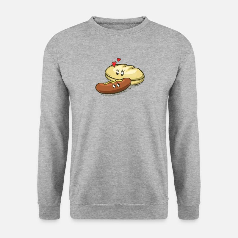 Hot Dog verliebt - Unisex Pullover - Weißgrau meliert