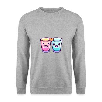 Tequila Shots Kurze Paar Liebe Herz Valentinstag - Unisex Pullover - Weißgrau meliert - Vorne - Alina (178cm) & Michal (187cm)