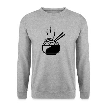 Pasta with chopsticks - Unisex Sweatshirt - salt & pepper - Front - Alina (178cm) & Michal (187cm)