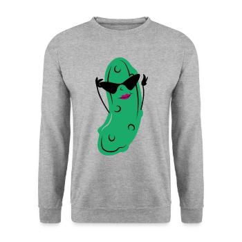 Eine schöne Gurken Frau lustige Gemüse Gurken - Unisex Pullover - Weißgrau meliert - Vorne - Alina (178cm) & Michal (187cm)
