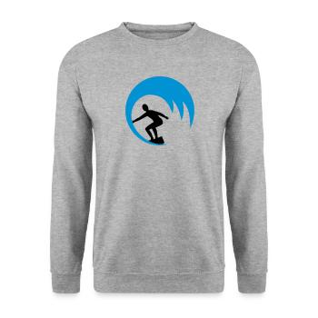 Wellenreiter, Surfer - Unisex Pullover - Weißgrau meliert - Vorne - Alina (178cm) & Michal (187cm)