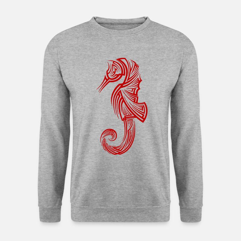Seepferdchen Tribal Tattoo - Unisex Pullover - Weißgrau meliert