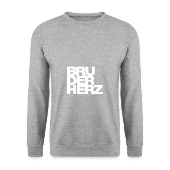 Bruderherz, Bruder, Geschenk, Idee, Geschwister - Unisex Pullover - Weißgrau meliert - Vorne - Alina (178cm) & Michal (187cm)