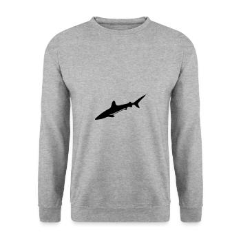 Hai - Vector Design - Unisex Pullover - Weißgrau meliert - Vorne - Alina (178cm) & Michal (187cm)