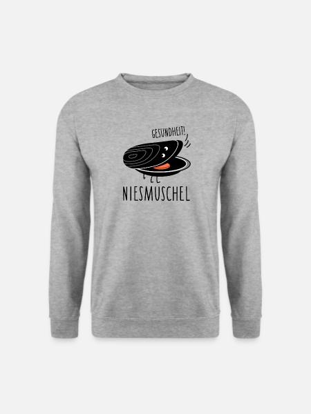 Lustige Miesmuschel niest (b) - Unisex Pullover - Weißgrau meliert