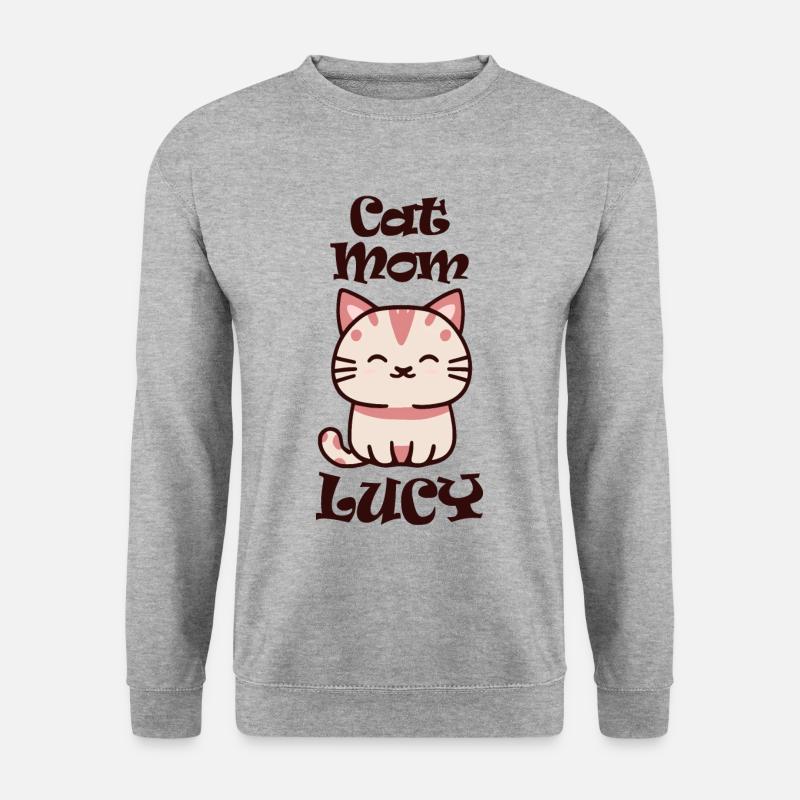 Lucy Name Vorname mit Katze - Unisex Pullover - Weißgrau meliert