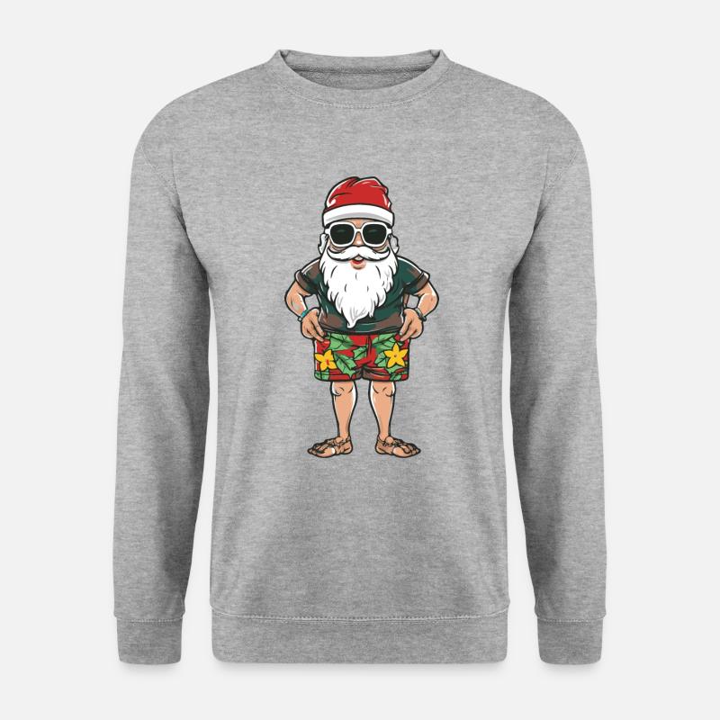 Weihnachtsmann Urlaub Santa - Unisex Pullover - Weißgrau meliert