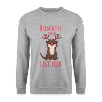 Otter Weihnachten Lustiger Spruch - Unisex Pullover - Weißgrau meliert - Vorne - Alina (178cm) & Michal (187cm)