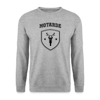 MOTARDE - Moto - Sweat-shirt Unisexe - gris chiné - Devant - Alina (178cm) & Michal (187cm)