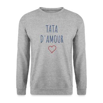 TATA D'AMOUR COEUR - Sweat-shirt Unisexe - gris chiné - Devant - Alina (178cm) & Michal (187cm)