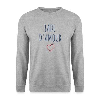 JADE D'AMOUR - COEUR - Sweat-shirt Unisexe - gris chiné - Devant - Alina (178cm) & Michal (187cm)