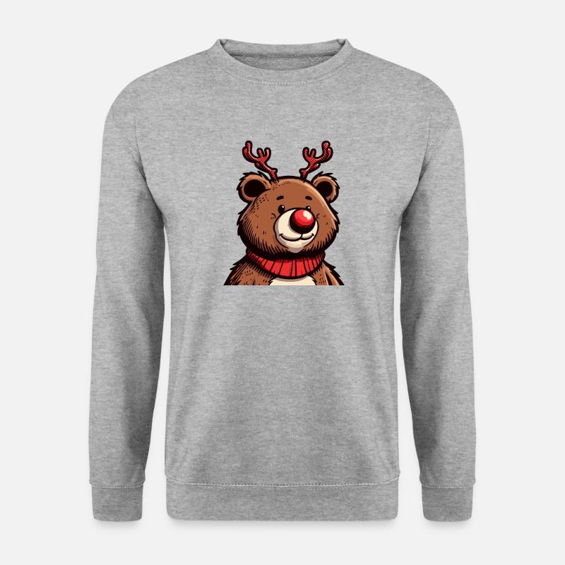 Weihnachtsbär - Unisex Pullover - Weißgrau meliert