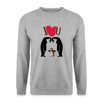 Famille de pingouins - Parents de pingouins - Sweat-shirt Unisexe - gris chiné - Devant - Alina (178cm) & Michal (187cm)