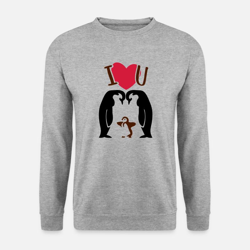 Pinguinfamilie - Pinguin - Eltern - Unisex Pullover - Weißgrau meliert