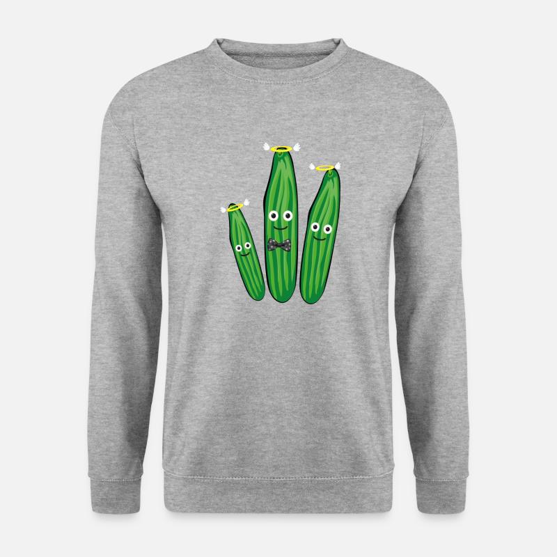 gurken familie,gurken,gurke,fliege, Heiligenschein - Unisex Pullover - Weißgrau meliert