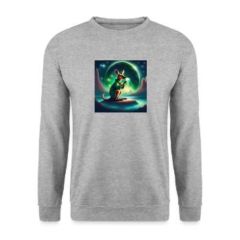 Pakkunes 🌙🌙🌙 - Unisex Pullover - Weißgrau meliert - Vorne - Alina (178cm) & Michal (187cm)