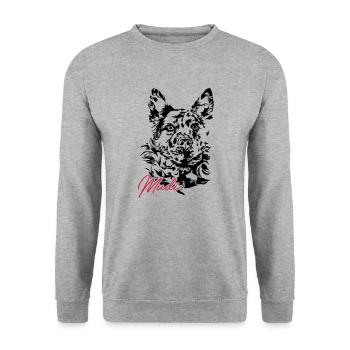 Hungarian MUDI shepherd dog Wilsigns dogs dog - Unisex Sweatshirt - salt & pepper - Front - Alina (178cm) & Michal (187cm)