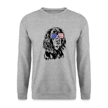 GORDON SETTER America Flag USA Hunting Dog Wilsigns - Unisex Sweatshirt - salt & pepper - Front - Alina (178cm) & Michal (187cm)