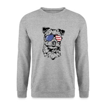 JACK RUSSELL TERRIER America Flag Sunglasses - Unisex Sweatshirt - salt & pepper - Front - Alina (178cm) & Michal (187cm)