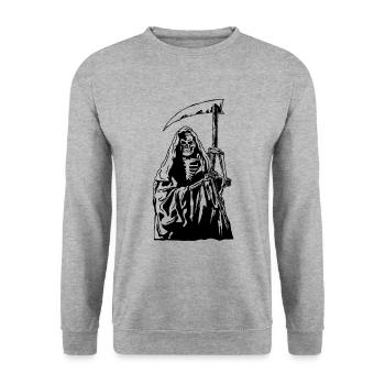 Horreur Mort Faux Scary Squelette Cadeau d’Halloween - Sweat-shirt Unisexe - gris chiné - Devant - Alina (178cm) & Michal (187cm)