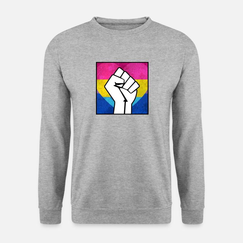 Bisexueller panromantischer Pride Fist Aufkleber - Unisex Pullover - Weißgrau meliert