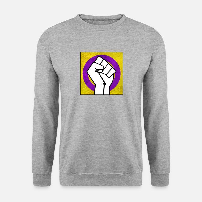 Intersex Pride Faust Aufkleber - Unisex Pullover - Weißgrau meliert