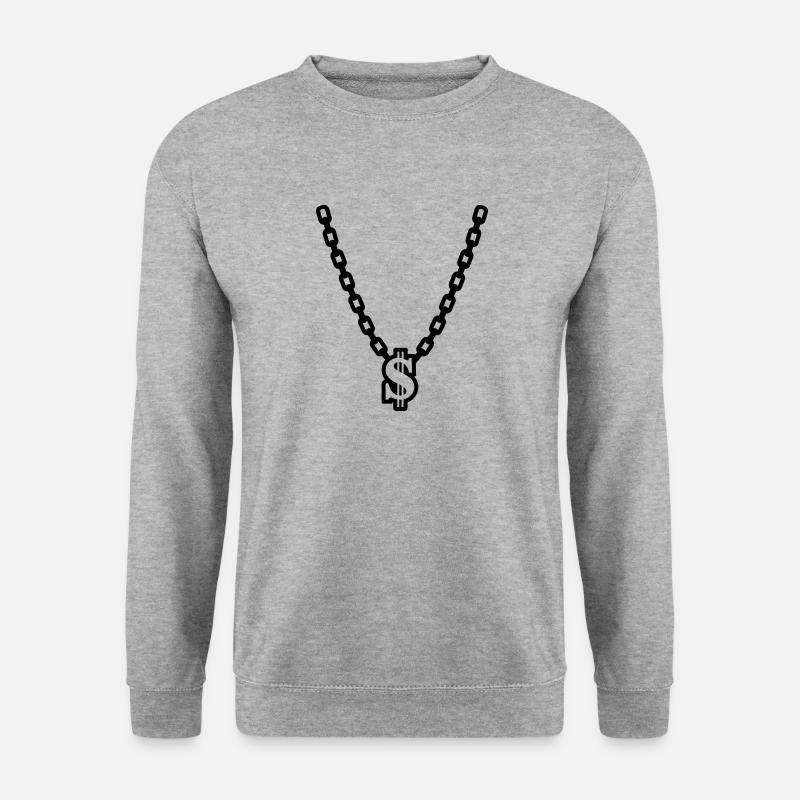 Halskette - Unisex Pullover - Weißgrau meliert