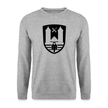 Suhl Mopedsport Star Sperber Habicht v2 (only) - Unisex Pullover - Weißgrau meliert - Vorne - Alina (178cm) & Michal (187cm)