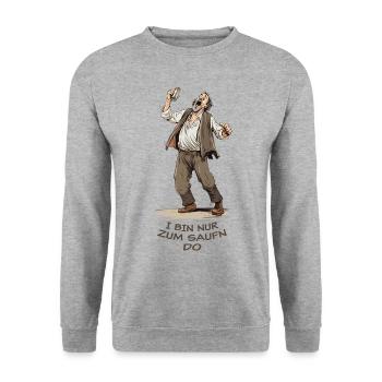 I Bin Nur Zum Saufn Do - dunkel - Unisex Pullover - Weißgrau meliert - Vorne - Alina (178cm) & Michal (187cm)