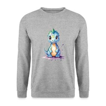Aquarelle joie Kawaii Dinosaure - Sweat-shirt Unisexe - gris chiné - Devant - Alina (178cm) & Michal (187cm)