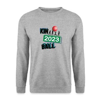 Kinball 2023 Ballsport Trendsport Mannschaftssport - Unisex Pullover - Weißgrau meliert - Vorne - Alina (178cm) & Michal (187cm)